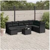 Image de Salon de jardin modulable resine tressee noir 9 pieces x 289 x 69 8 personnes