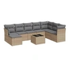 Image de Salon de jardin avec coussins 9 pcs beige résine tressée avec table