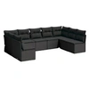Image de Salon de jardin 9 pcs avec coussins noir résine tressée