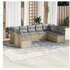 Image de Salon de jardin avec coussins 9 pcs beige résine tressée 3249908