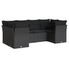 Image de Salon de jardin 6 pcs avec coussins noir tressée
