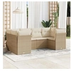 Image de Resine tressee 6 personnes 6 pieces beige salon de jardin modulable
