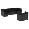 Image de Salon de jardin 9 pcs avec coussins noir résine tressée sans table