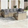 Image de Salon de jardin modulable rotin beige 10 pieces
