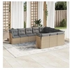 Image de Salon de jardin avec coussins 10 pcs beige résine tressée 3250058