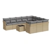 Image de Salon de jardin 11 pcs avec coussins beigeet gris avec table tressée