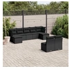 Image de Salon de jardin 9 pcs avec coussins noir résine tressée 3250104