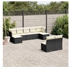 Image de Salon de jardin 9 pcs avec coussins noir résine tressée 3250105