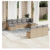 Image de Salon de jardin avec coussins 10 pcs beige résine tressée 3250128