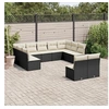 Image de Salon de jardin 11 pcs avec coussins noir résine tressée 3250185
