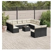 Image de Salon de jardin 12 pcs avec coussins noir résine tressée 3250195