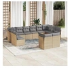 Image de Salon de jardin avec coussins 12 pcs beige résine tressée 3250268
