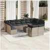 Image de Salon de Jardin avec Coussins 14 pcs, Canapés de Terrasse, Ensemble de Meubles d'Extérieur Patio, Moderne, Noir 3218395
