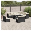 Image de Salon de jardin avec coussins 13 pcs noir résine tressée 3250315