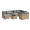 Image de Salon de jardin 11 pcs avec coussins beige résine tressée