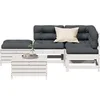 Image de Salon de Jardin avec Coussins 5 pcs, Canapés de Terrasse, Ensemble de Meubles de Patio, Mobilier d'Extérieur, Blanc 3250709