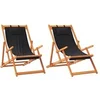 Image de 2 Chaises de plage pliables en tissu noir