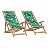 Image de Chaises de plage pliantes lot de 2 tissu et bois massif, chaise longue, chaise d'extérieur, siège d'extérieur, chaise 3214489