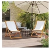 Image de Chaises de plage pliables lot de 2 blanc crème tissu3214495