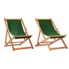 Image de Lot de 2 Chaises de plage pliables en tissu vert