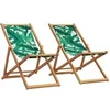 Image de Chaises de plage pliantes lot de 2 tissu et bois massif, chaise longue, chaise d'extérieur, siège d'extérieur, chaise 3214500