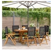 Image de Chaises inclinables de jardin lot de 6 noir rotin bois massif, siège de jardin, chaise de patio, chaise à manger de 3214521