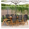Image de Chaises inclinables de jardin lot de 8 noir rotin bois massif, siège de jardin, chaise de patio, chaise à manger de 3214522