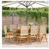 Image de Chaises inclinables de jardin lot de 8 beige rotin bois massif3214528