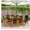 Image de Chaises inclinables de jardin lot de 8 noir bois massif acacia, siège de jardin, chaise de patio, chaise à manger de 3214531