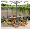 Image de Chaises de jardin pliantes lot de 6 noir poly rotin bois massif, siège de jardin, chaise de patio, chaise à manger de 3214557