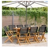 Image de Chaises de jardin pliantes lot de 8 noir poly rotin bois massif, siège de jardin, chaise de patio, chaise à manger de 3214558