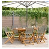 Image de Chaises de jardin pliantes lot de 6 gris poly rotin bois massif, siège de jardin, chaise de patio, chaise à manger de 3214560