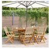 Image de Chaises de jardin pliantes lot de 6 beige rotin et bois massif, siège de jardin, chaise de patio, chaise à manger de 3214563