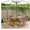 Image de Chaises de jardin pliantes lot de 4 tissu et bois massif, siège de jardin, chaise de patio, chaise à manger de 3214577