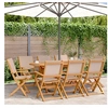 Image de Chaises de jardin pliantes lot de 8 taupe tissu et bois massif