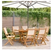 Image de Chaises de jardin pliantes lot de 6 beige tissu et bois massif, siège de jardin, chaise de patio, chaise à manger de 3214584