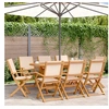 Image de Chaises de jardin pliantes lot de 8 beige tissu et bois massif