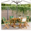 Image de Chaises de jardin pliantes lot de 4 vert tissu et bois massif, siège de jardin, chaise de patio, chaise à manger de 3214586
