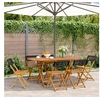 Image de Chaises de jardin pliantes lot de 6 noir poly rotin bois massif, siège de jardin, chaise de patio, chaise à manger de 3214593