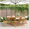 Image de Chaises de jardin pliantes lot de 6 tissu et bois massif, siège de jardin, chaise de patio, chaise à manger de 3214611