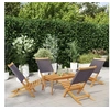 Image de Chaises de jardin pliantes lot de 4 tissu et bois massif, siège de jardin, chaise de patio, chaise à manger de 3214640