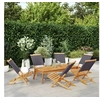 Image de Chaises de jardin pliantes lot de 6 tissu et bois massif, siège de jardin, chaise de patio, chaise à manger de 3214641