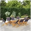 Image de Chaises de jardin pliantes lot de 8 tissu et bois massif