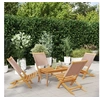 Image de Chaises de jardin pliantes lot de 4 taupe tissu et bois massif