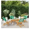 Image de Chaises de jardin pliantes lot de 4 vert tissu et bois massif