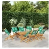 Image de Chaises de jardin pliantes lot de 8 vert tissu et bois massif
