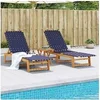 Image de Chaises longues lot de 2 bleu bois d acacia solide et tissu