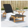 Image de Chaises longues avec table noir bois d acacia solide et tissu