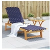 Image de Chaises longues et table bleu foncé bois d acacia solide tissu