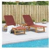 Image de Chaises longues lot de 2 avec table rouge bois massif d acacia